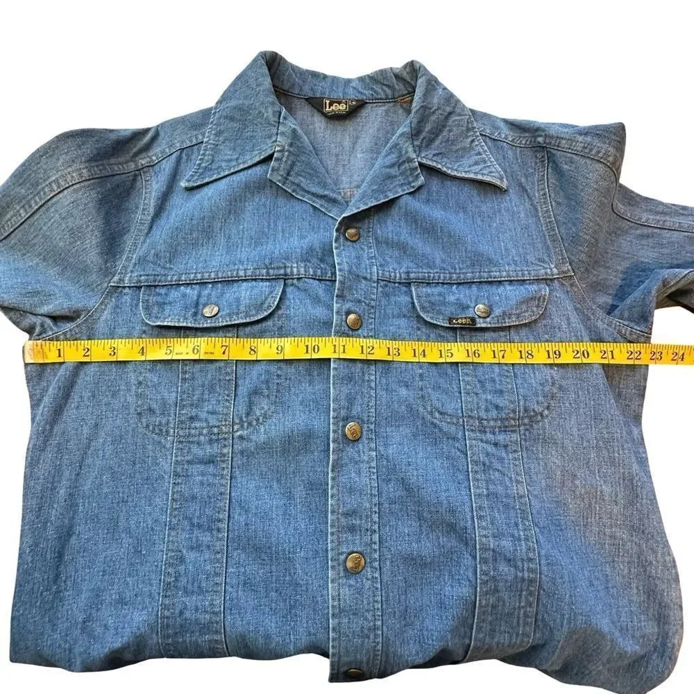 LEE Vintage Snap Front Light Blue Denim Jacket Size Large Regular
